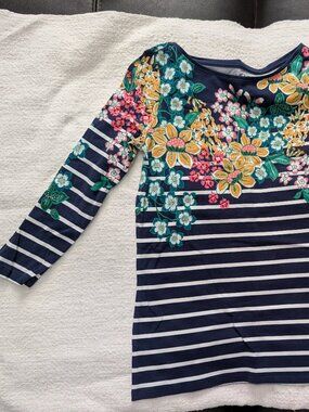 Navy Blue & Floral Talbots Petite Tee ¾